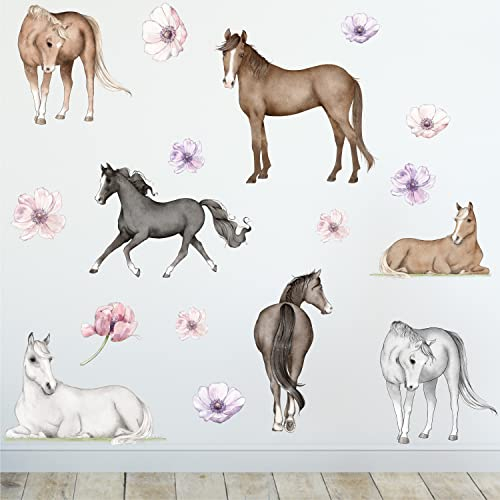 Sunnywall Wandsticker Wandtattoo Wandbild Baby Aufkleber Kinderzimmer Baby Wandaufkleber Spielzimmer (Pferde)
