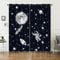 HOSIMA Raketenvorhänge,Ösenvorhänge,Set mit 2 Vorhängen,Raketen-Astronauten-Mond-Aufdruck,Vorhänge für Kinderzimmer und Teenagerzimmer(Raketen-Astronaut S)