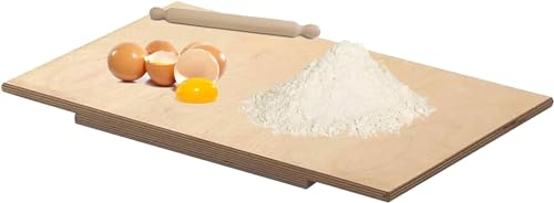 Spianatoia in Legno di Betulla Asse Stendi Pasta per Impastare 50 x 30 CM con MATTARELLO 30 CM - Made in Italy