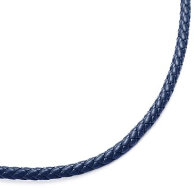 Anevous 5 m x 7 mm cordón de cuero trenzado redondo, cuerda de cuero, correa de piel redonda, correa de cuero para manualidades, pulseras, collares, joyas, color azul marino