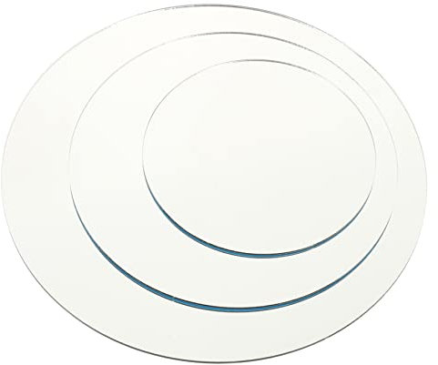 Uonlytech Espejos De Utilería para Fotos De Acrílico Redondo 3 Piezas (10 14 18 Cm) para Fotógrafos Profesionales, Tablero Reflectante Acrílico para Fotografía De Comida y Joyería, Color Transparente