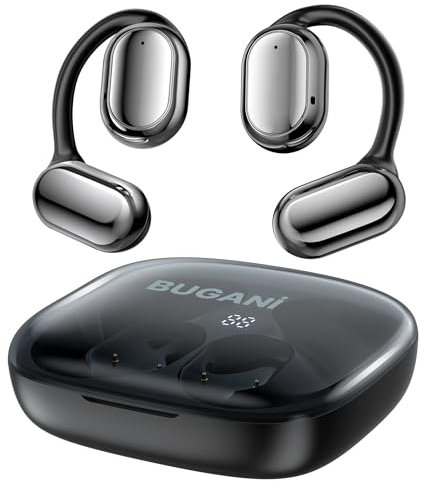 BUGANI Cuffie Bluetooth, Auricolari Bluetooth 5.3 Wireless Davvero Senza Fili, Cuffie In-ear Con Cancellazione del Rumore ENC, Bassi Profondi, 24 Ore, IPX6, Adatto Per lo Sport