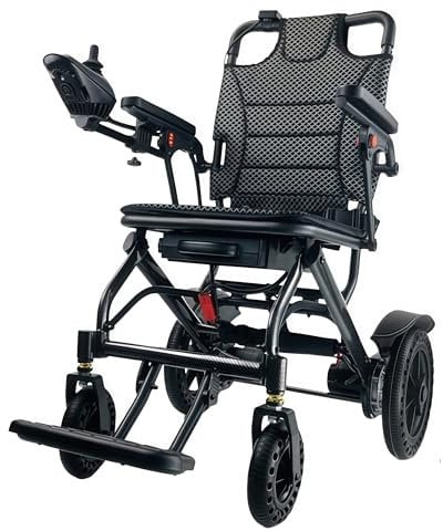 ByteTecpeak Fauteuil roulant électrique pliable léger, moteur silencieux de 500 W, batterie amovible 10 Ah, portée de 20 km, cadre en alliage d'aluminium en fibre de carbone, supporte 150 kg