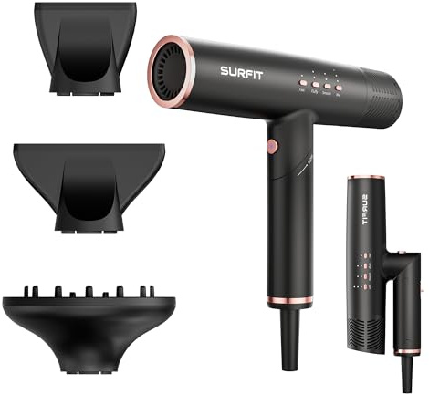 Surfit Haartrockner mit Diffusor, faltbarer Reise-Haartrockner mit 110.000 U/min, für alle Haartypen, schnelles Trocknen in 1 Minute, präzises Styling, ohne das Haar zu schädigen