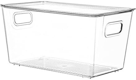 Zjyufy Clear Storage Bins with Lids, 8 Pack Stackable Plastic Storage Boxes Bins with Handles for Kitchen Organisation, Multi-Use Containers for Fridge Bathroom Garage Closet Cabinet