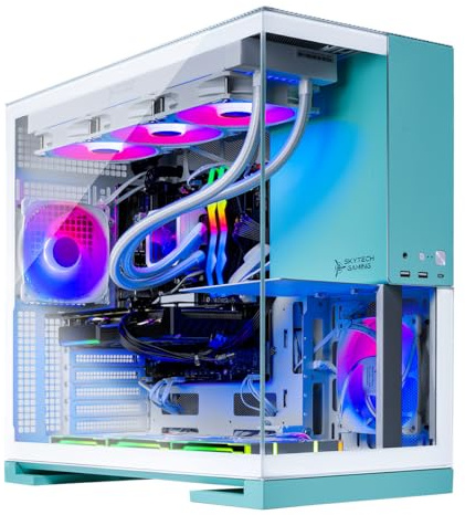 Skytech Gaming Aqua Desktop PC, Intel Ultra 9 285K 3.7 GHz(5.7 GHz), NVIDIA RTX 5070 Ti 16GB, Z890 Board, 2TB Gen4 NVMe SSD, 32GB DDR5 RAM 6000 RGB, 850W Gold ATX 3 PSU, 360mm ARGB AIO, Wi-Fi, Win 11