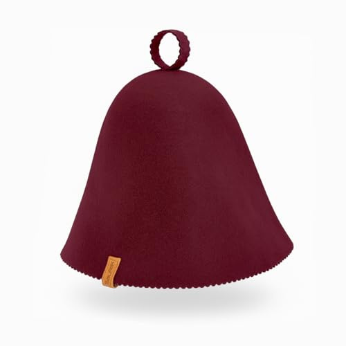 Sauflex Saunahut – Nahtlos geformt aus Merinowollfilz, Unisex, Einheitsgröße, Hitzeschutz für Sauna (Merlot)