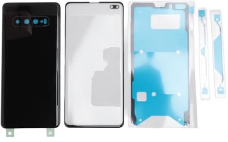 Naroote Ersatzglas für die Hintere Glasabdeckung, Gehäusetür, Vordere äußere Linse, Glas, Bildschirmersatz, Präzise, kratzfest, Leicht, für S10+Plus (schwarze Farbe)
