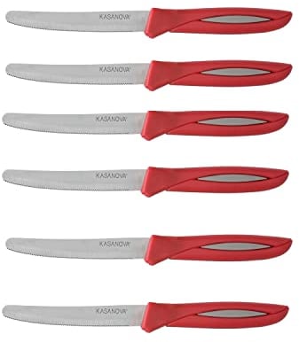 KASANOVA Set 6 coltelli bistecca manico rosso rosso Utensili e accessori