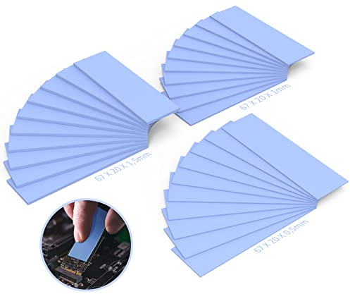 Dmjia Silikon Wärmeleitpad, 30 Stücke 67 x 20 mm Wiederverwendbar Thermal Pad, Dick 0,5/1/ 1,5 mm, Wärmeleitende Silikonpads, Wärmeleitpads für GPU Kühlkörper CPU Chip LED Wärmeleitung