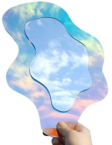 Amesor Regenbogen-Acryl-Spiegel | Unregelmäßiger wellenförmiger Spiegel Ästhetische Schminkspiegel | Moderner Dekorations-Spiegel für den Wohnzimmer-Schlafzimmer-Eingangsbereich