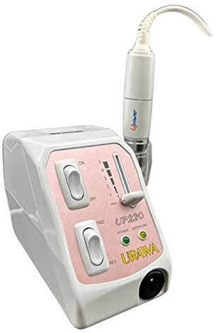 [Upower] UP220 Professional Nail Drill Machine, 20000 RPM Electric File for Nails, Low Noise & Low Vibration, Home and Salon Use (Made in Japan) Produced by URAWA Corp. [White-Pink]