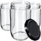 KADAX Lot de 48 bocaux de conservation ronds pour couvercles à visser 720 ml Noir