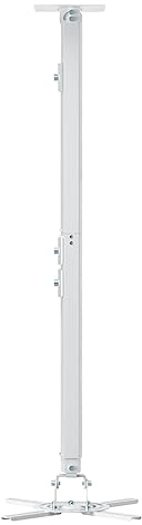 suptek Support Videoprojecteur Plafond, Rotatif à 360° et Inclinable à 90°, Réglable De 780 à 1250 mm, Support Au Plafond pour Projecteurs Jusqu'à 13,6 kg, Support Projecteur (Blanc) - PR05LW