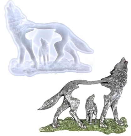 Koonafy 3D Wolf Silikonharz Formen Wolf Form Silikonform Tier Gießform Epoxidharz Wandbehang für Desktop Ornamente (Wolf Silikon Form)