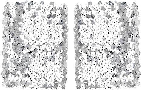 iiniim Damen Armstulpen Glitzer Handstulpen Pailletten Armbänder Kurz Fingerlose Handschuhe Accessoires Disco Fasching Karneval Kostüm Silber Einheitsgröße