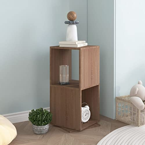 THOYTOUI Drehregal, Stehsammler Mehrzweckregal Bücherregale Lagerschrank Geeignet für Büro Wohnstube Arbeitszimmer Werkstatt Sonoma-Eiche 34.5x34.5x75.5 cm Holzwerkstoff