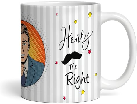 Mr Right Retro Man Pointing Finger Tea Coffee Cup Custom Gift Personalised Mug - Gift For Birthday, Gift For Christmas, Gift For Wedding Anniversary, Gift For Valentine's Day, Gift For Wedding,
