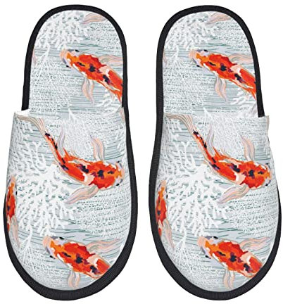 Home Slippers Koi Fisch Korallen Huasschuhe Flauschig Plüsch Hausschuhe Rutschfester Hausschuhe Herren Für Den Alltag, Damen, Herren L