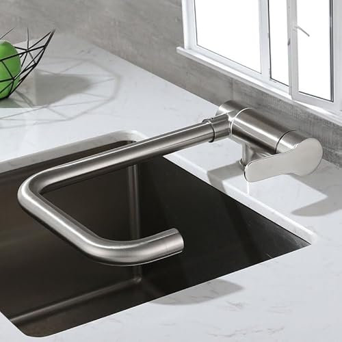 ZYCDP Rubinetto Cucina Abbattibile Sottofinestra Acciaio Inox, Rubinetto Lavello Cucina Monocomando Miscelatore Cucina Acciaio Inox Spazzolato