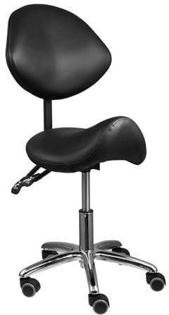 GddOGUK Sattelhocker Stuhl mit Rückenlehne, ergonomischer Rollhocker für Salon, Geschäft, Spa, Zahnarzt, Klinik, höhenverstellbarer Drehstuhl