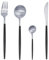 ALLBASA Couvert de table pour 4 personnes, Ensemble de Couverts en Acier Inoxydable,couverts de table 16pcs,cuillère, couteau, fourchette (Noir)