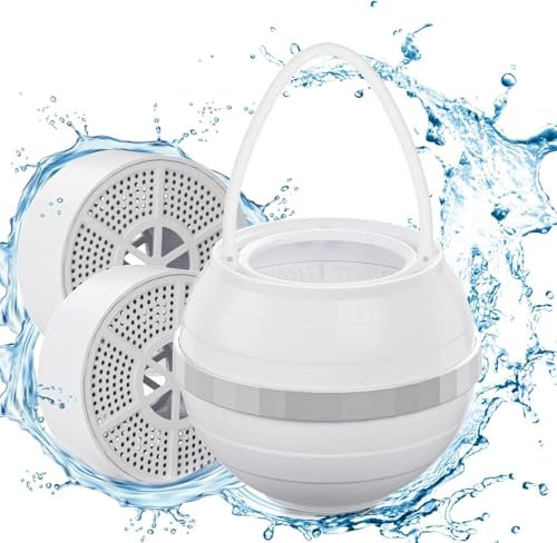 FEELSO Bath Filter with 2 Filter Cartridges Removes Chlorine, 10 Stages BPA Free Bath Water Filter for Babies and Adults, Shower Filter for Healthier Skin Hair White