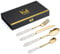 SensiSel 16 Piece Ceramic White Handles and Golden Plated Stainless Steel Set,White Marble Handle with Golden Mouth Flatware Cutlery Set Service for 4 (Gift Boxed)
