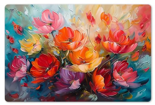 KitchenYeah© Platzsets Abwaschbar 6-Teilig 45x30 cm Tischsets Platzdeckchen Platzset Unterlage Tischset Esstisch Edle Tischunterlage Placemat Blumen - Farbenfroh - Malerei - Abstrakt - Kunst