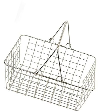 Milageto Einkaufskorb, Metall Aufbewahrungskorb mit Griff, handgehalten Einkaufskorb, Supermarkt-Organizer Obstkorb für Einkaufen, Picknick, Outdoor Trips, Einkaufen Außen, Küche
