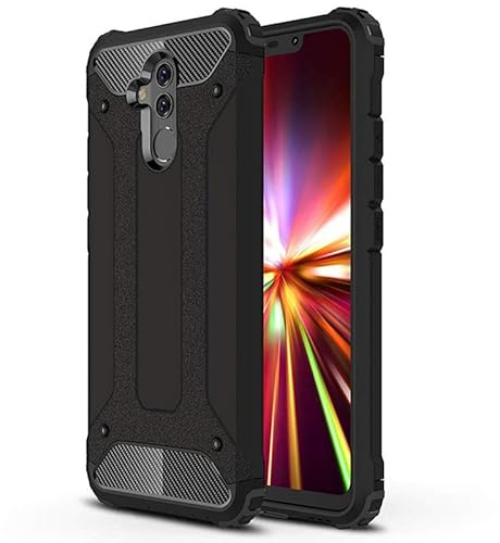 Techsuit für Huawei Mate 20 Lite Hülle mit Militärstandard Schutz, Stoßfest, Aufprallsicher, Erhöhte Kanten, Kameraschutz, Kratzfest, Hybrid Armor Series, PC TPU Hybrid, Schwarz