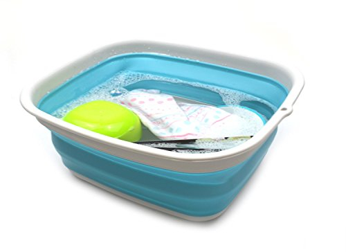 SAMMART 7,7L zusammenklappbare Wanne – Faltbare Spülwanne – tragbares Waschbecken – platzsparende Kunststoff-Waschwanne (Hellblau, klein)