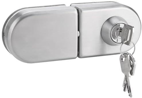 Jadeshay Cerradura de Puerta,Cerradura de Seguridad Acero Inoxidable Sin Marco para Uso en Puertas de Vidrio de 10~12 mm de Espesor con Llaves Abra/Cierre, Sin Perforación Cerradura Puerta