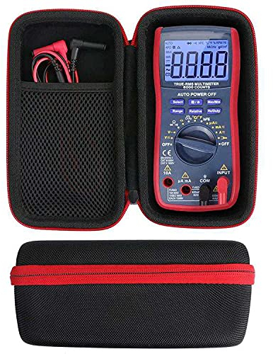 Khanka Hartschalenkoffer für AstroAI Digitalmultimeter TRMS 6000 Zählt Voltmeter Manuelle und automatische Bereichswahl misst Spannungstester. (Koffer für TRMS 6000, roter Reißverschluss)
