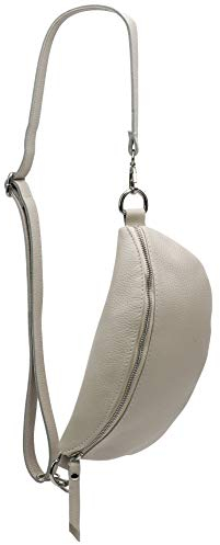 SH Leder ® echt Leder Hüfttasche Damen Herren unisex Gürteltasche für Festival Reise Bauchtasche mittelgroße Crossbody Bag Frauen Ledertasche 27x15cm Karla G359 (Beige)