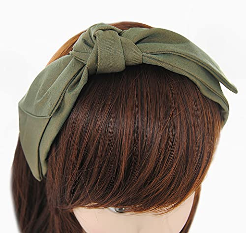axy Haarreif mit Schleife, Damen Haarband Vintage Stoff mit leichten Glanz Hairband Stirnband Haarreifen HRS2 (Oliver)