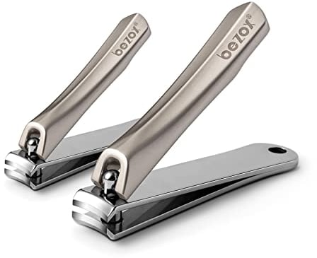 BEZOX 2 Stück Nagelknipser Set für Fingernagel & Zehennagel - Nail Clipper Fingernagel Knipser (Dermatologen entwickelt) Für jeden Nageltyp geeignet