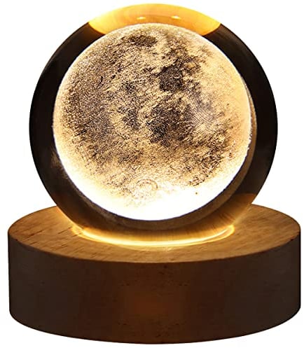 Your's Bath Crystal Ball Night 3D Planet Creative Astronomy Light Galaxy Astronaut Rechargeable Bedside Lamp Tabletop Decor for Birthday Gift Anniversary Home