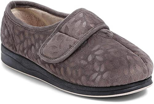 EasyFit Extra-Wide Fit Slippers - Grey Size 5