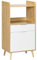 HOMCOM Meuble desserte de Cuisine pour Micro-Ondes Style scandinave avec Placard, tiroir, étagère réglable - 58 x 40 x 118 cm - Naturel et Blanc
