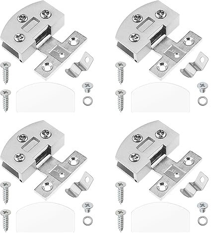 ECSiNG 4Pcs Glass Hinges Zinc Alloy Display Cabinet Hinges Accessories for Furniture Bookshelves Silver