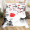 Ensemble de literie Ukiyo - e Japonais Sakura Rouge soleil Housse de Couette 220x240cm Enfants Garçons Filles Encre style Japonais Parure de Lit style exotique Literie set avec 2 taie d'oreiller