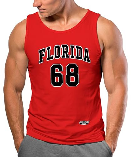 Neverless® Herren Tank-Top Print Florida 86 Trikot College Style Basketball Sport Muskelshirt rot XL