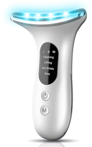 BENTFINE Electric Face Massager, Anti-Wrinkle Device with 4 Modes, Vibration Facial Neck Massager, Skin Rejuvenation Device with Thermal, Triple Action LED, Anti-Aging Neck Eye Massager for Skin Care