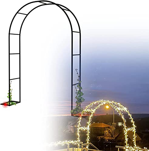 Robuster Gartenbogen, große Kletterpflanzen, Rankgitter, Pergola-Laube, Metall-Rosenbögen, Torbogen, rostbeständig, röhrenförmig, Spalierdorn, Hochzeitsbogen, Blumenständer, schwarz, 300 x 220 x 40 cm