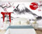 Naturempress Papier Peint Panoramique Japon Mont Fuji Fleur De Cerisier Encre Et Lavis Papier Peint Intissé Tapisserie Poster Mural pour Salon Chambre Décoration Murale