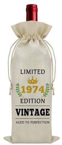 50th Birthday Gifts for Women Funny 50th Birthday Wine Bag Happy 50 Year Old Gifts Vintage 1975 Wine Accessories Gifts for Wine Lovers Mum Aunt Best Friends Wife 50th Anniversary Turning 50 Gift