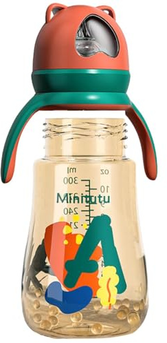 Feeding Bottles for New Born - Cartoon Babies Bottle | New Born Bottles Wide-Neck 300ml Bottle, Easy to Clean Anti-Colic Soft Nipple Bottle for Breastfeeding Babies