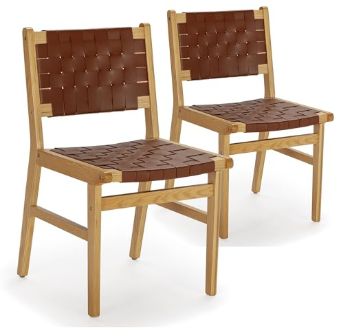 HOMN LIVING Packung mit 2 Stühlen Kurt braun mit recyceltem Leder, 46 cm (B) 53,5 cm (T) 81,5 cm (H)