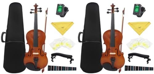 LYEAA 4/4 Vollgröße Massivholz Violine Set mit Koffer Kolophonium Stimmgerät Extra Saiten Violine für Anfänger Schüler